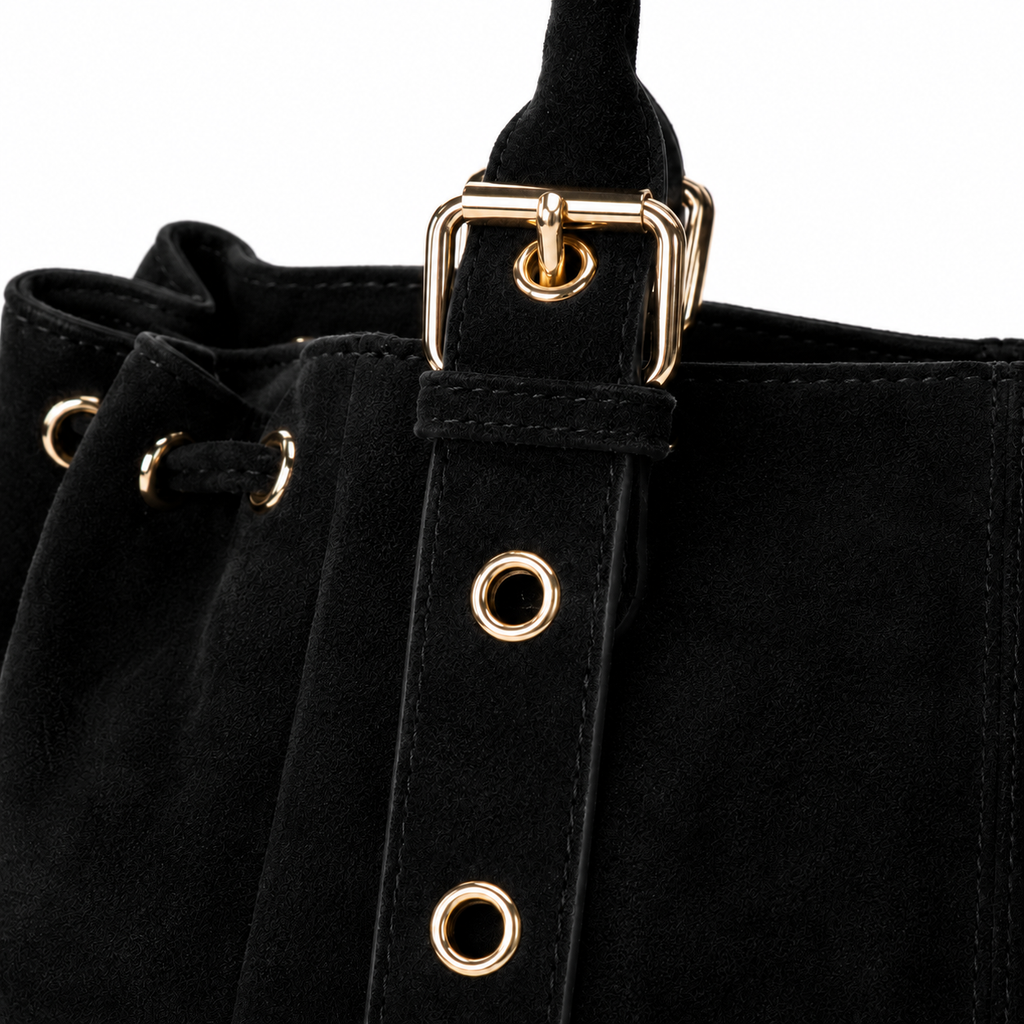 KAHINA Gamuza - Bolso de Mujer Negro de Gamuza