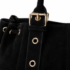 KAHINA Gamuza - Bolso de Mujer Negro de Gamuza