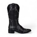 Malena - Bota Campera Vintage Con Tachuelas de Tacón Media Caña