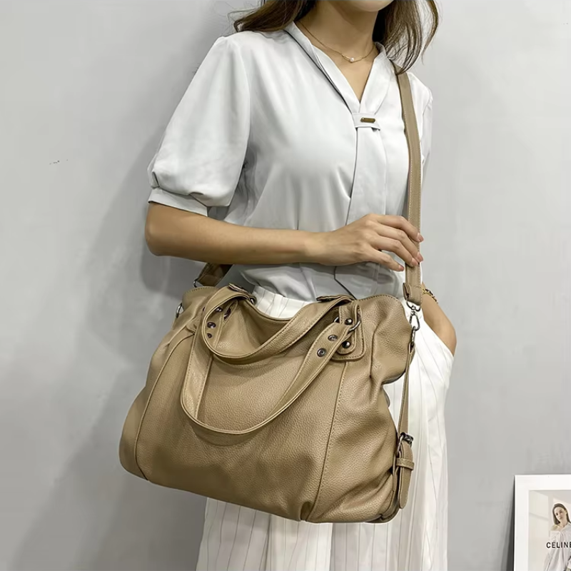 HÉRA - Bolso Grande de Cuero Suave Negro