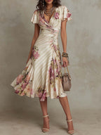Alba | Vestido midi satinado floral - OSMARA Fashion