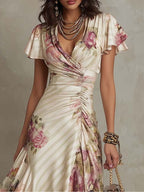 Alba | Vestido midi satinado floral - OSMARA Fashion - vista 4