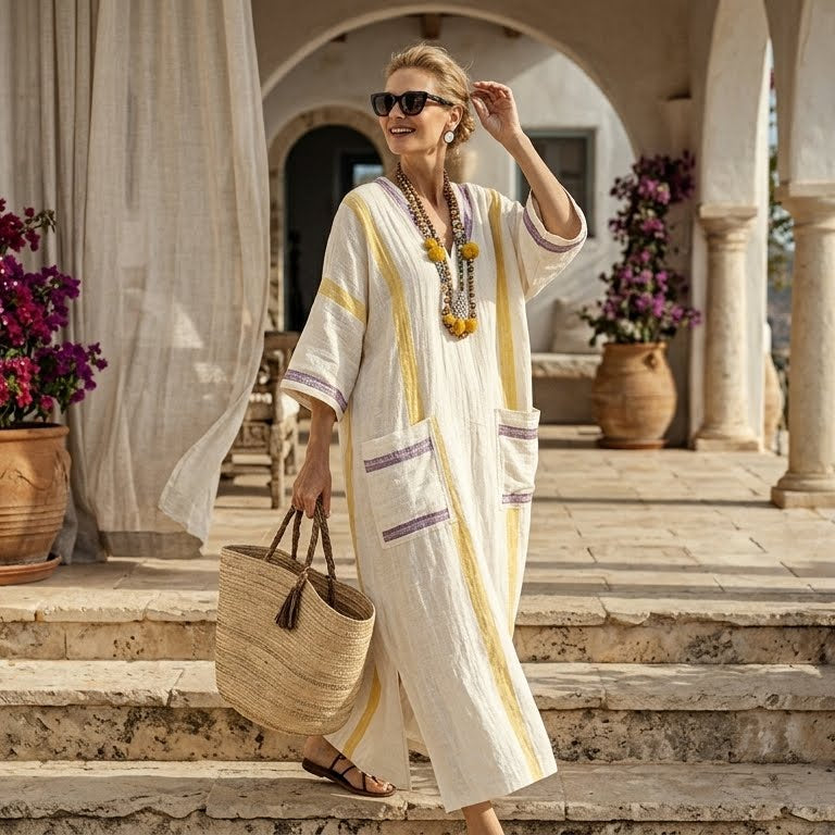 Sofía | La Robe Longue Fluide qui Transforme Chaque Promenade en Œuvre d'Art