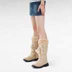 Ouva - Botas Altas Mujer Piel y Pompón Invierno