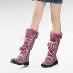 Ouva - Botas Altas Mujer Piel y Pompón Invierno