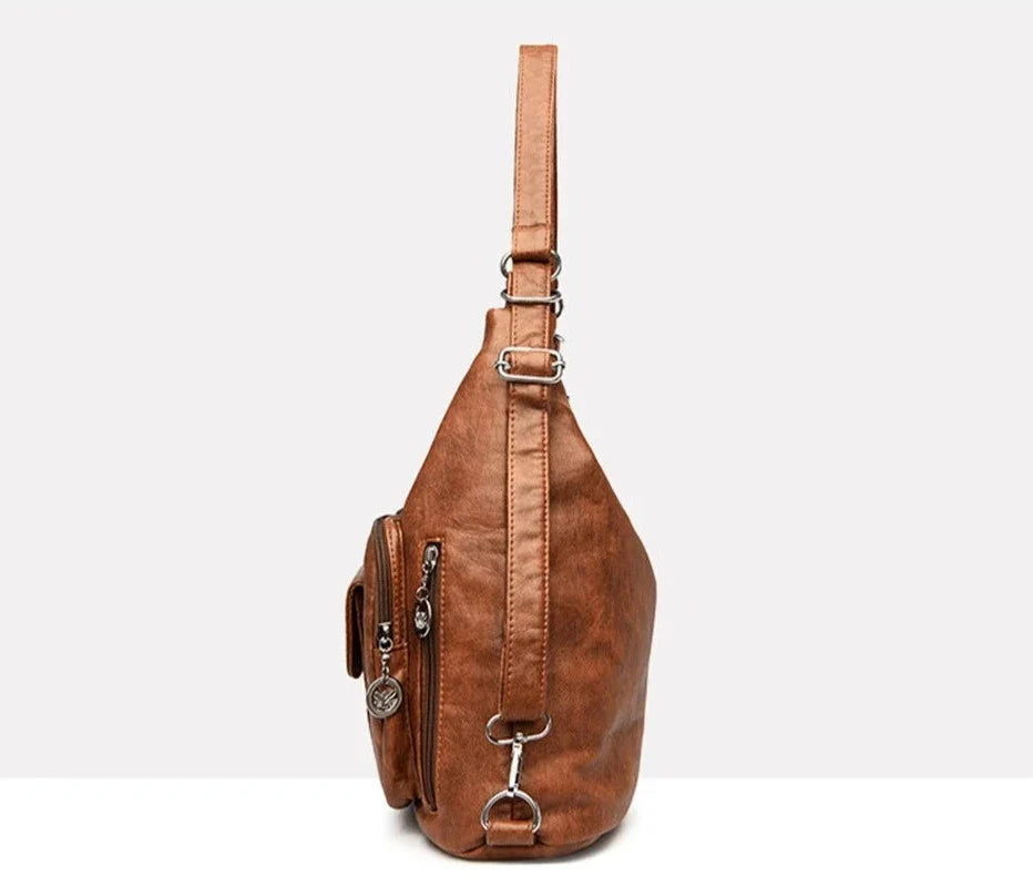 ODALIS - Bolso Bandolera de Piel Multibolsillos
