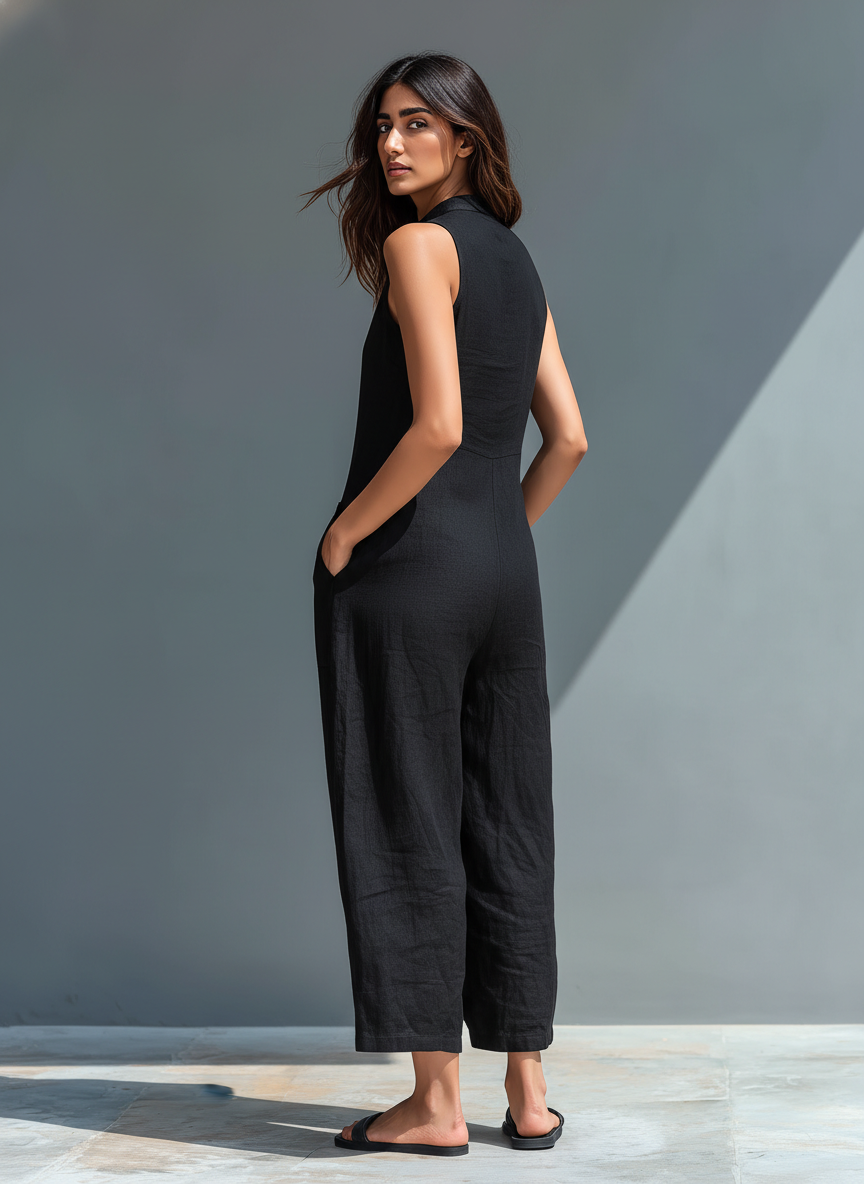 Selma | Mono Minimalista sin Mangas de Mezcla de Lino - OSMARA Fashion - vista 4
