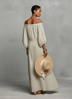 Constanza | Off-the-Shoulder Maxi Dress with Delicate Embroidery