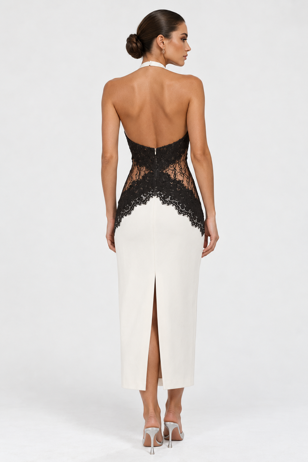 Bianca | Vestido Midi de Encaje Mariposa con Abertura