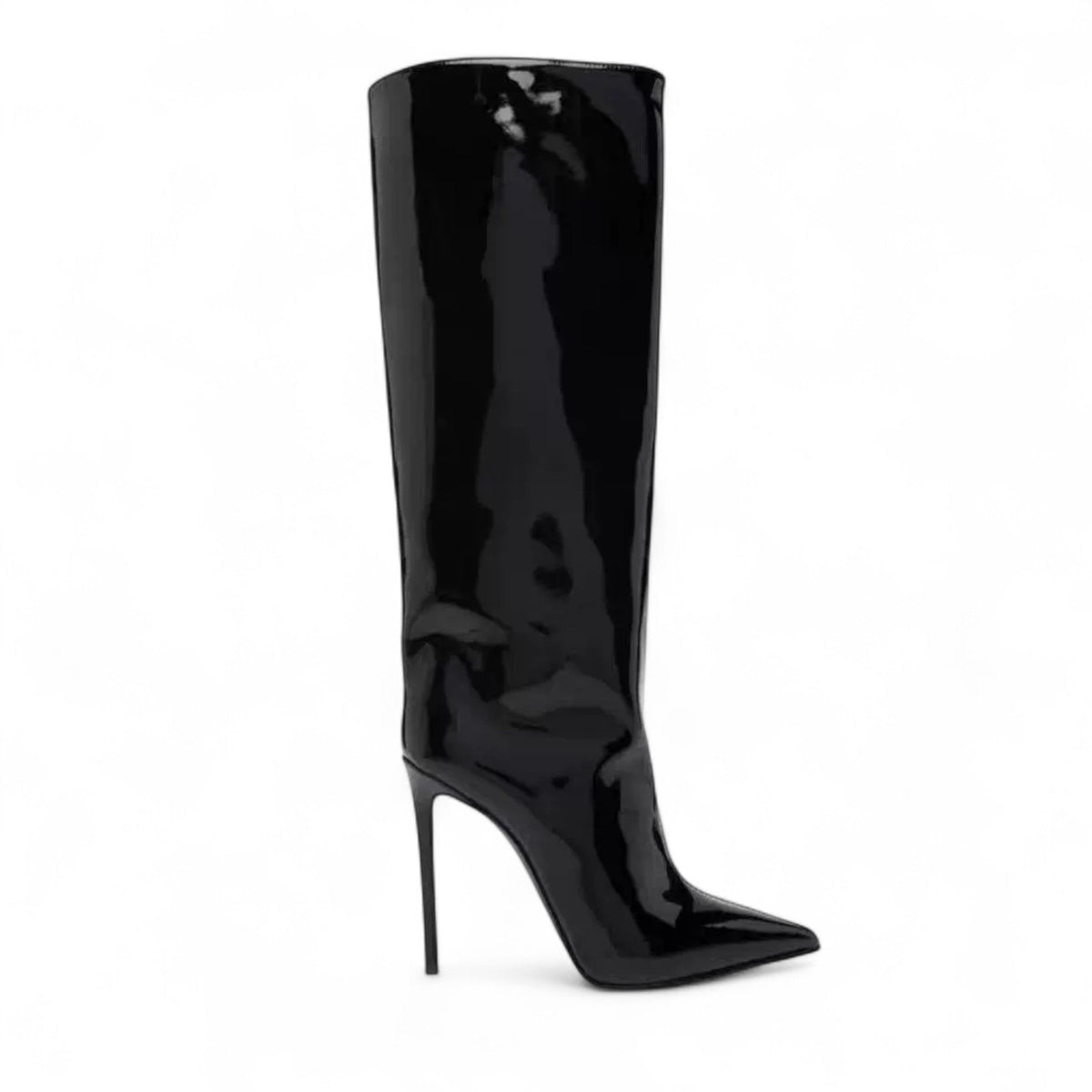 Diara - Bota Alta Burdeos de Charol Mujer Tacón de Aguja