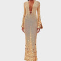 Capri | Élégante Robe Longue en Crochet avec Détails Brillants