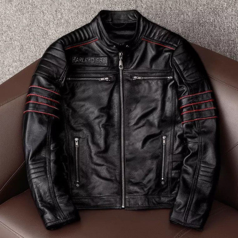 Chaqueta de moto con bordado de calavera - Estilo motorista