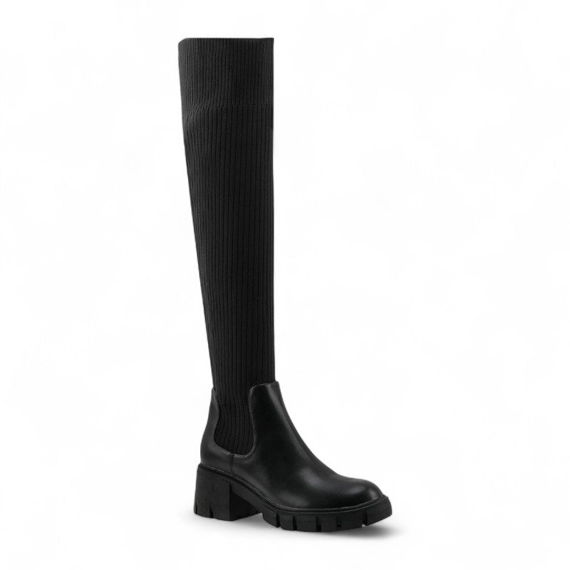 Janine - Botas de Montar Calcetín Negro Mujer Elástico