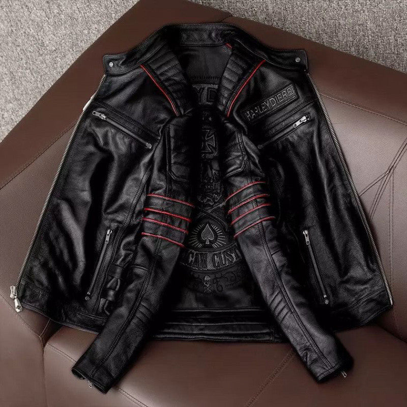 Chaqueta de moto con bordado de calavera - Estilo motorista