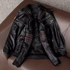 Chaqueta de moto con bordado de calavera - Estilo motorista