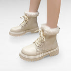 Andra - Botas Forradas Suela Gruesa Punta Redonda de Cordones