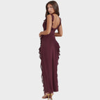 Amira | Vestido largo ciruela oscuro - OSMARA Fashion - vista 8