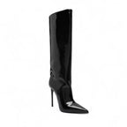 Diara - Bota Alta Burdeos de Charol Mujer Tacón de Aguja