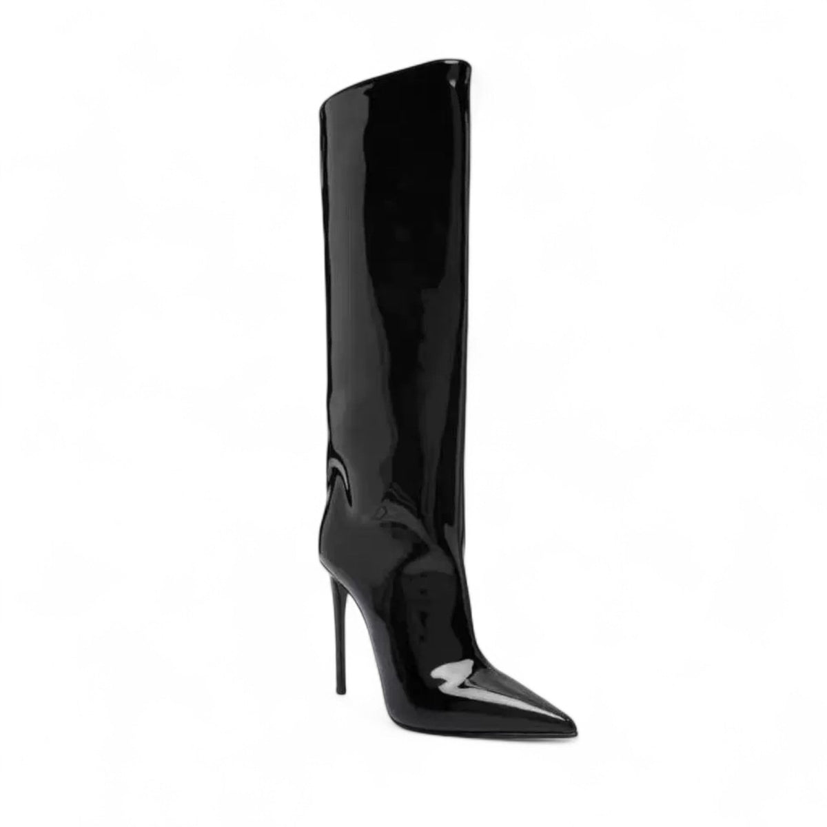 Diara - Bota Alta Burdeos de Charol Mujer Tacón de Aguja