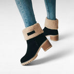 Elena - Botines Forradas de Tacón y Punta Redonda para Mujer