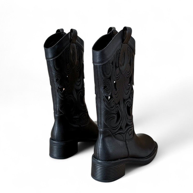Tia - Bota Campera Mujer Marrón Media Caña con Aberturas de Tendencia