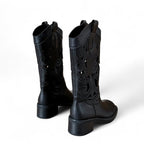 Tia - Bota Campera Mujer Marrón Media Caña con Aberturas de Tendencia