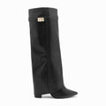 KAEL - Botas Slouch Negras Mujer Piel con Hebilla Dorada