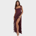 Amira | Vestido largo ciruela oscuro - OSMARA Fashion