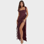 Amira | Vestido largo ciruela oscuro - OSMARA Fashion