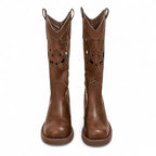 Tia - Bota Campera Mujer Marrón Media Caña con Aberturas de Tendencia