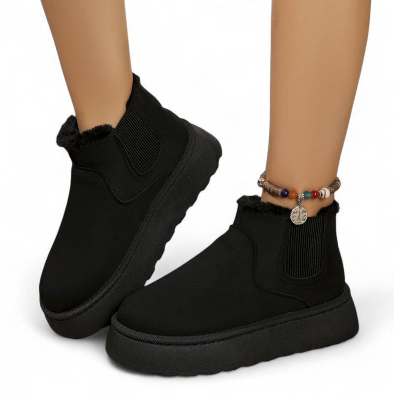 Clea - Botas Bajas Forradas de Ante Ajuste Elástico
