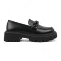 Teresa - Mocasín de Cuña Mujer Mate Negro Cadena