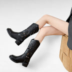 Tia - Bota Campera Mujer Marrón Media Caña con Aberturas de Tendencia