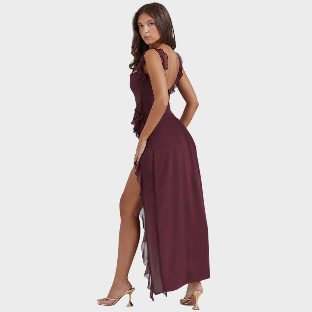 Amira | Vestido largo ciruela oscuro - OSMARA Fashion - vista 6