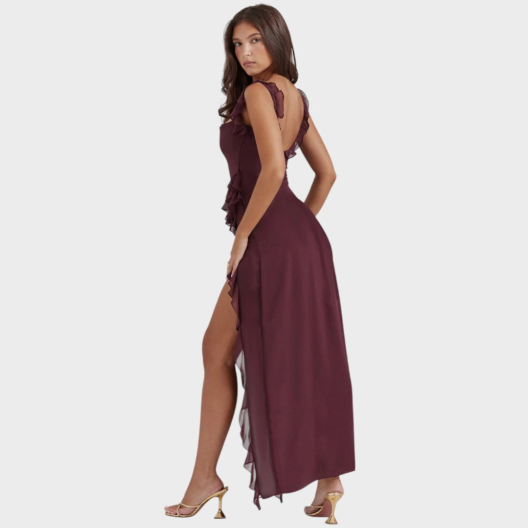 Amira | Vestido largo ciruela oscuro - OSMARA Fashion - vista 6