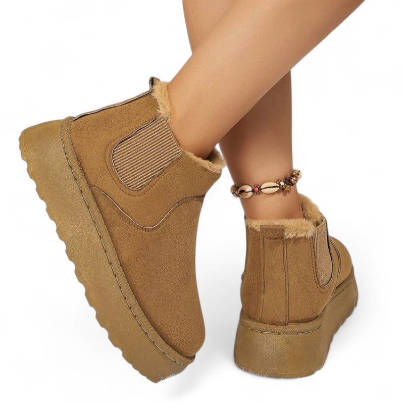 Clea - Botas Bajas Forradas de Ante Ajuste Elástico