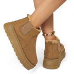 Clea - Botas Bajas Forradas de Ante Ajuste Elástico