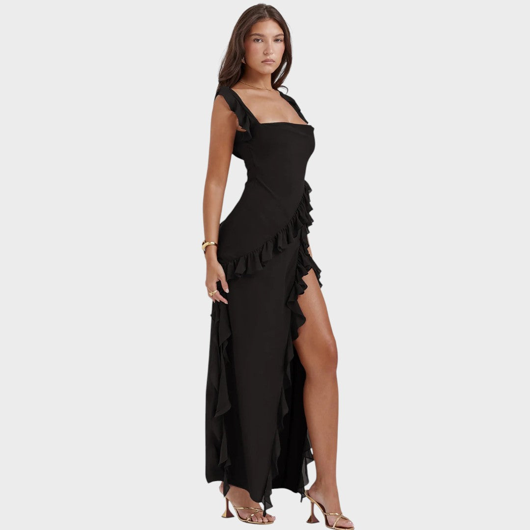 Amira | Vestido largo ciruela oscuro - OSMARA Fashion - vista 4