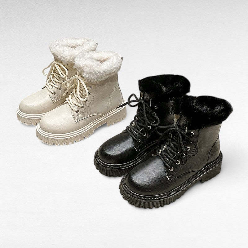 Andra - Botas Forradas Suela Gruesa Punta Redonda de Cordones