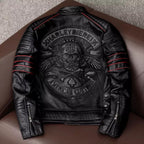Chaqueta de moto con bordado de calavera - Estilo motorista