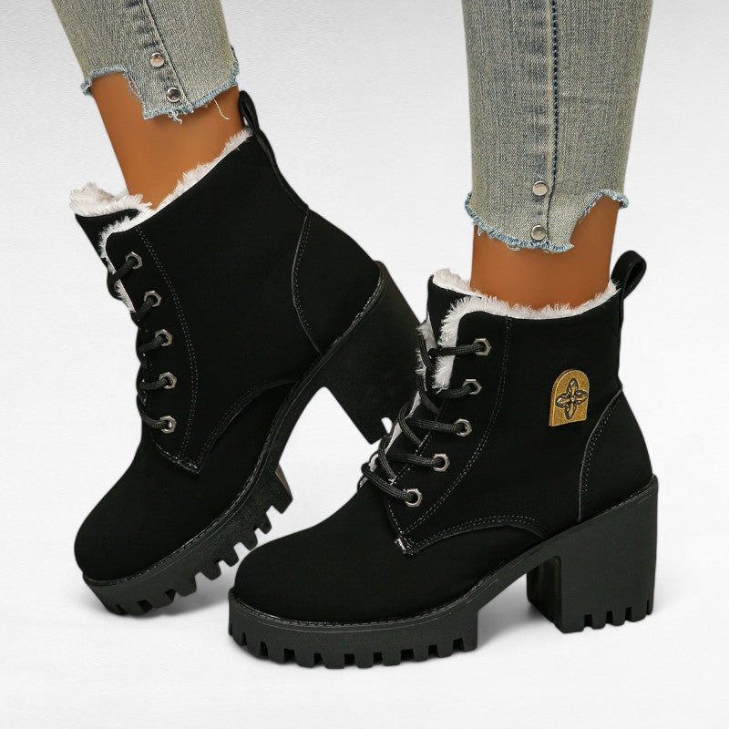Sara - Botas Bajas Forradas de Tacón para Mujer