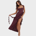 Amira | Vestido largo ciruela oscuro - OSMARA Fashion - vista 5