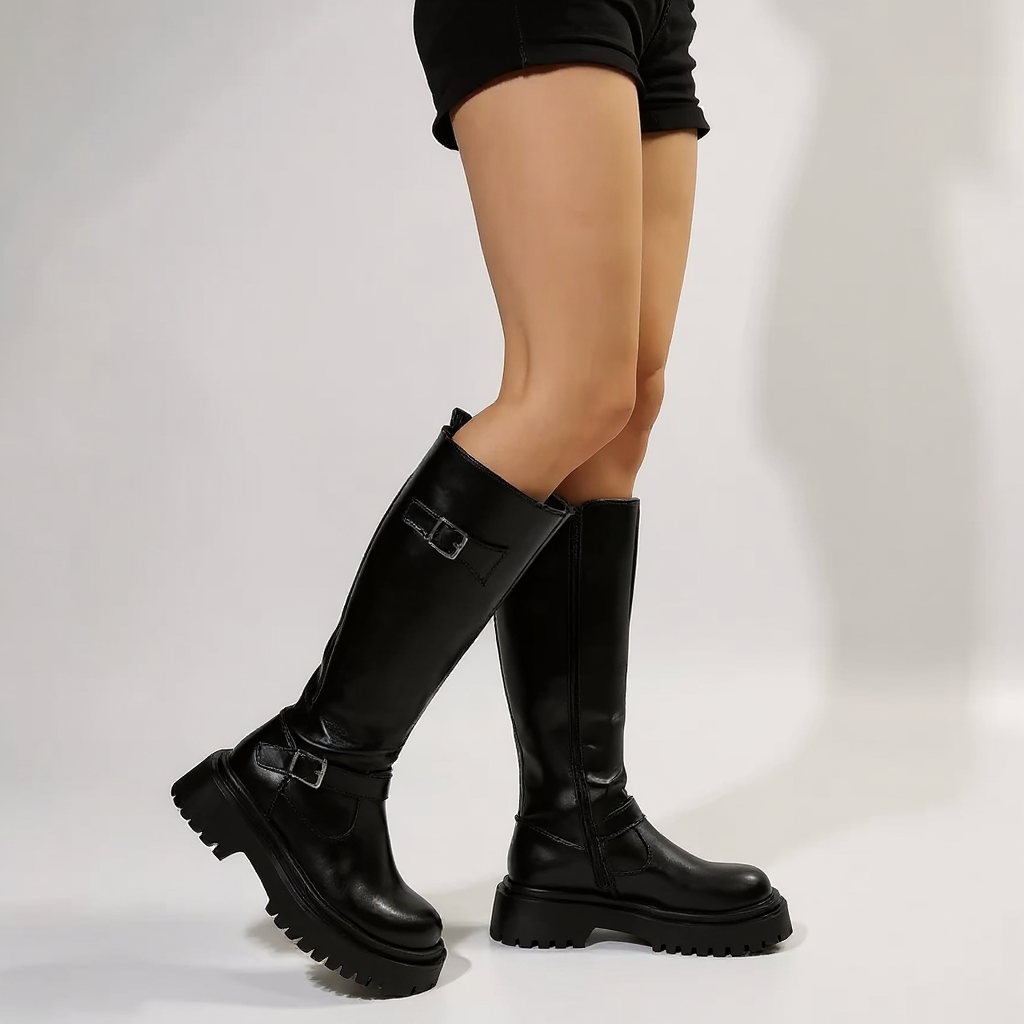 Maillard - Bota Media Caña Negra de Suela Gruesa