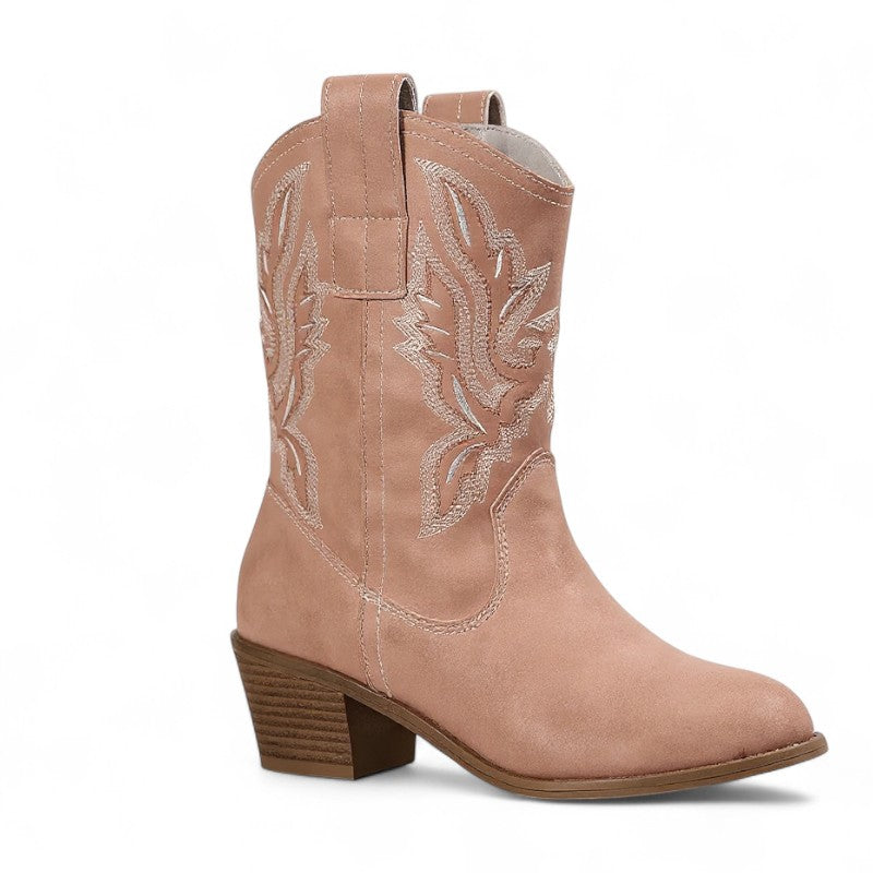 Juana - Bota Campera Baja Bordado Estilo Cowboy