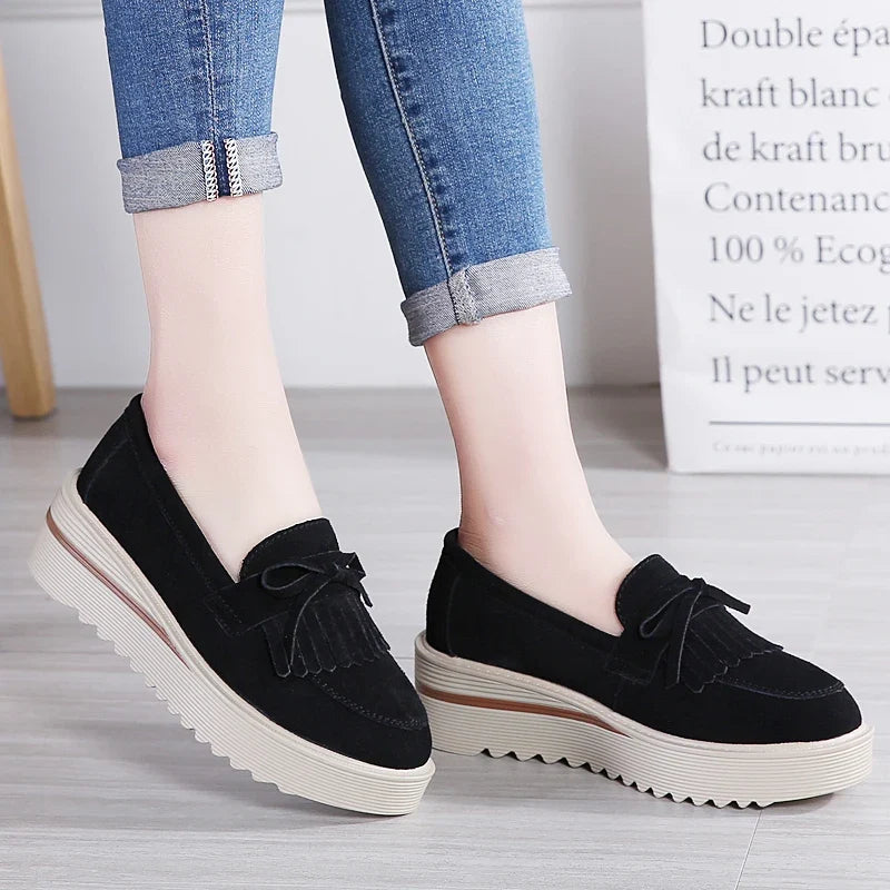 Soly - Mocasín de Cuña Mujer de Ante de Flecos