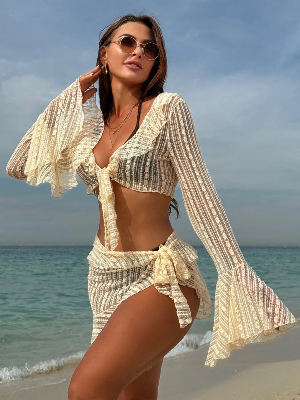 Conjunto playero de punto con traje de baño