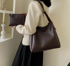 SACHA - Bolso Bandolera de Piel Lisa con Cartera a Juego