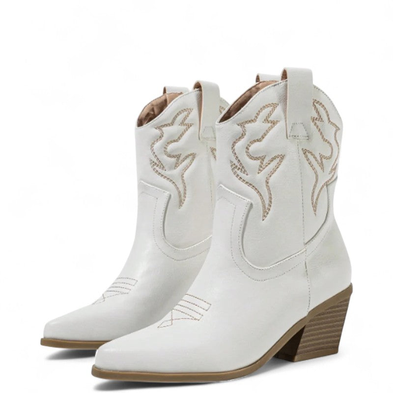 Lysa - Bota Campera Baja Mujer de Tacón Estilo Cowboy