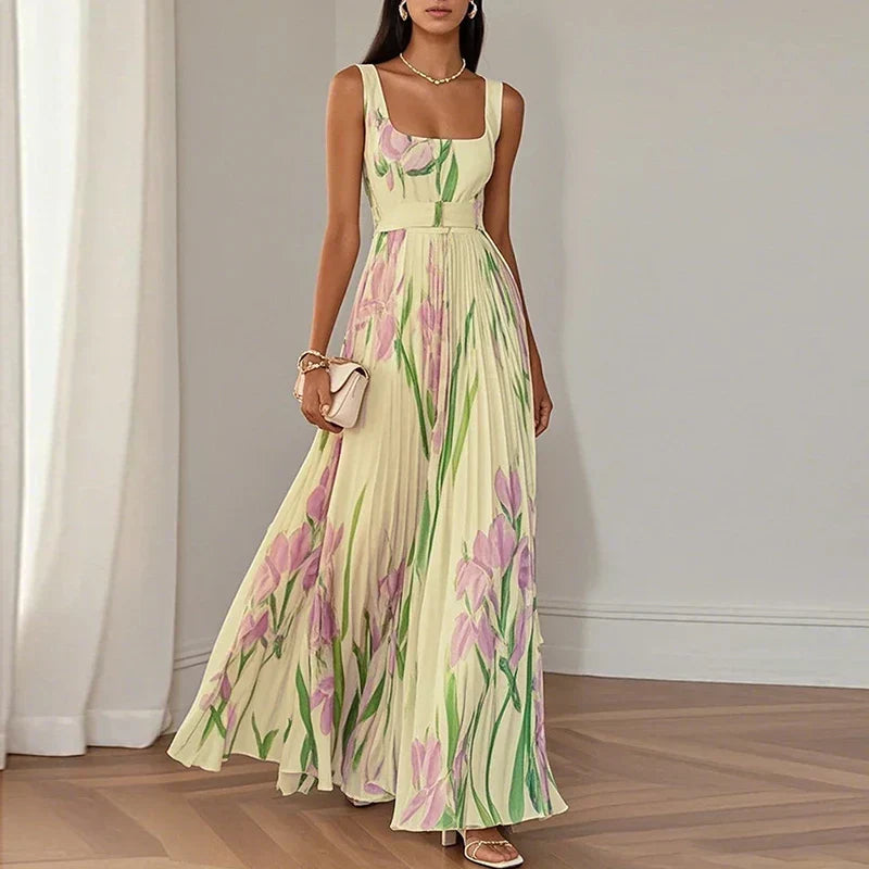Lidia | Robe longue florale trapèze élégante