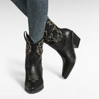 Lysa - Bota Campera Baja Mujer de Tacón Estilo Cowboy